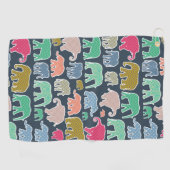 kleurrijke olifanten, patroon van olifanten, zigza golfhanddoek (Horizontaal)