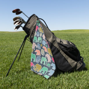 kleurrijke olifanten, patroon van olifanten, zigza golfhanddoek