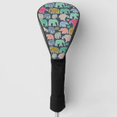 kleurrijke olifanten, patroon van olifanten, zigza golfheadcover (Voorkant)