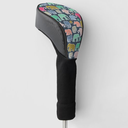 kleurrijke olifanten, patroon van olifanten, zigza golfheadcover (Schuin)