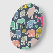 kleurrijke olifanten, patroon van olifanten, zigza grote klok (Hoek)