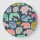 kleurrijke olifanten, patroon van olifanten, zigza grote klok (Voorkant)