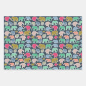 kleurrijke olifanten, patroon van olifanten, zigza inpakpapier vel (Voorkant 2)