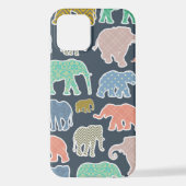 kleurrijke olifanten, patroon van olifanten, zigza iPhone hoesje (Achterkant)