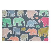 kleurrijke olifanten, patroon van olifanten, zigza kussensloop (Achterkant)