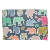 kleurrijke olifanten, patroon van olifanten, zigza kussensloop (Voorkant)