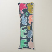 kleurrijke olifanten, patroon van olifanten, zigza lichaamskussen (Voorkant Verticaal)