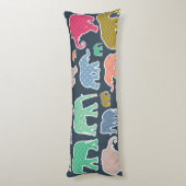 kleurrijke olifanten, patroon van olifanten, zigza lichaamskussen (Achterkant (Verticaal))