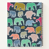 kleurrijke olifanten, patroon van olifanten, zigza notitieboek (Achterkant)