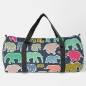 kleurrijke olifanten, patroon van olifanten, zigza plunjezak (Achterkant)
