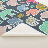 kleurrijke olifanten, patroon van olifanten, zigza sherpa deken (3/4)