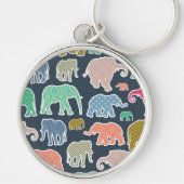 kleurrijke olifanten, patroon van olifanten, zigza sleutelhanger (Voorkant)