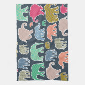 kleurrijke olifanten, patroon van olifanten, zigza theedoek (Verticaal)