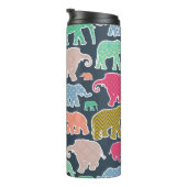 kleurrijke olifanten, patroon van olifanten, zigza thermosbeker (Geroteerd rechts)