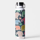 kleurrijke olifanten, patroon van olifanten, zigza waterfles (Achterkant)