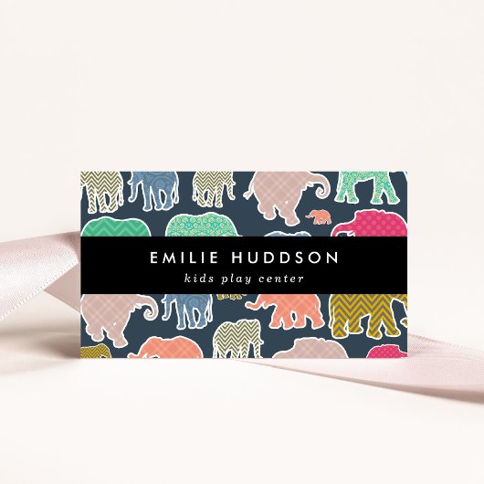 Kleurrijke olifanten, Play Center, Activity Center Visitekaartje