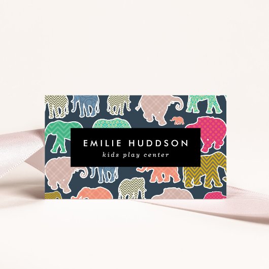 Kleurrijke olifanten, Play Center, Activity Center Visitekaartje