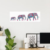Kleurrijke olifanten poster (Thuiskantoor)