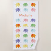 Kleurrijke Olifanten Strandlaken voor Kinderen met (Voorkant)