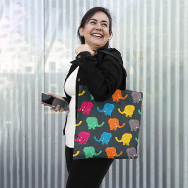 Kleurrijke olifanten tote bag
