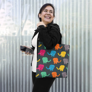 Kleurrijke olifanten tote bag
