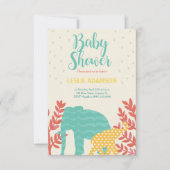 kleurrijke olifanten uitnodiging voor het baby sho (Voorkant)
