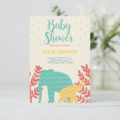 kleurrijke olifanten uitnodiging voor het baby sho (Staand voorkant)
