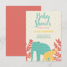 kleurrijke olifanten uitnodiging voor het baby sho