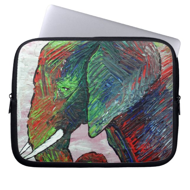 Kleurrijke Olifantenkunst Laptop Sleeve (Voorkant)
