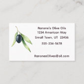 Kleurrijke Olive Branch Olive Oil Visitekaartje (Achterkant)