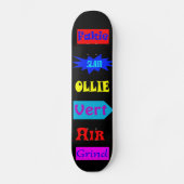 Kleurrijke Ollie Fakie Skateboard Termen Zwart (Voorkant)