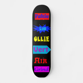 Kleurrijke Ollie Fakie Skateboard Termen Zwart