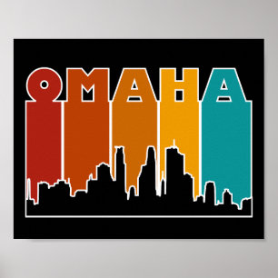Kleurrijke Omaha Nebraska Retro Sunset Poster