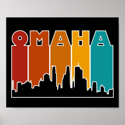 Kleurrijke Omaha Nebraska Retro Sunset Poster (Voorkant)