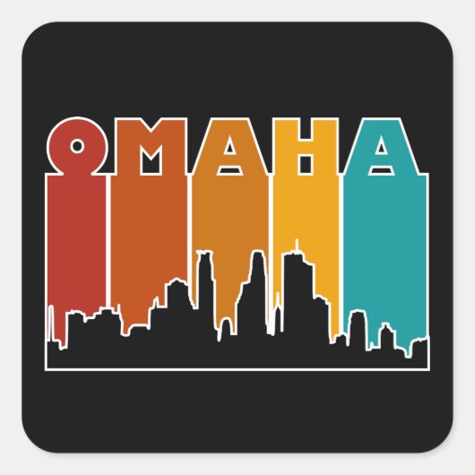 Kleurrijke Omaha Nebraska Retro Sunset Vierkante Sticker (Voorkant)