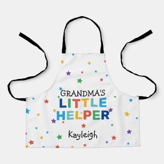 Kleurrijke 'oma's' kleine helper | Kindernaam Schort (Voorkant)