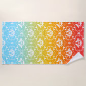 Kleurrijke Ombre Bloemen Damask Strandlaken (Voorkant)