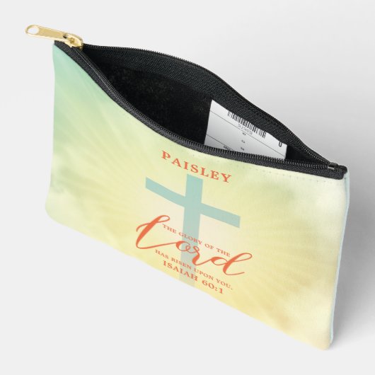 Kleurrijke Ombre Cross Bijbelvers gepersonaliseerd Etui (Open)