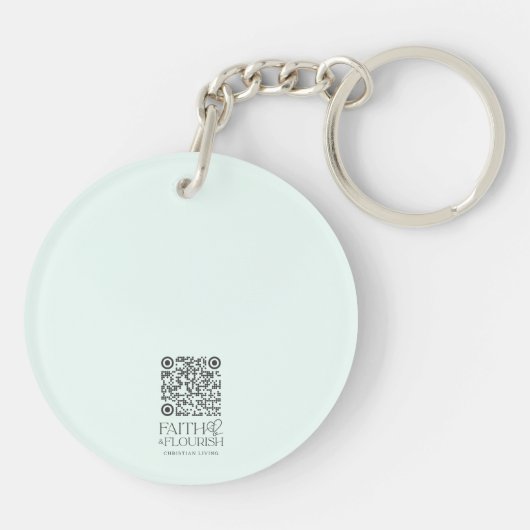 Kleurrijke Ombre Cross Bijbelvers gepersonaliseerd Sleutelhanger (Achterkant)