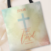 Kleurrijke Ombre Cross Bijbelvers gepersonaliseerd Tote Bag