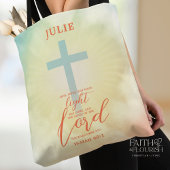 Kleurrijke Ombre Cross Bijbelvers gepersonaliseerd Tote Bag