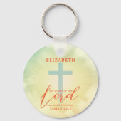 Kleurrijke Ombre Cross Schrift gepersonaliseerd Sleutelhanger (Voorkant)