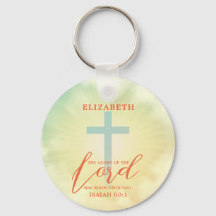 Kleurrijke Ombre Cross Schrift gepersonaliseerd Sleutelhanger