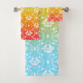 Kleurrijke Ombre & Damask Bad Handdoek (Insitu)
