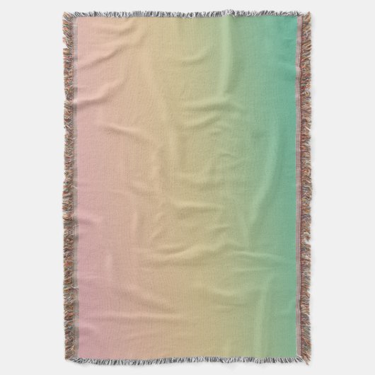 Kleurrijke Ombre Gradient Blauwgroen Perzik Roze Deken (Voorkant Verticaal)