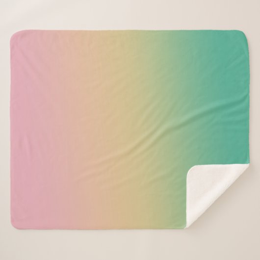 Kleurrijke Ombre Gradient Blauwgroen Perzik Roze Sherpa Deken (Voorkant (horizontaal))