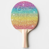 Kleurrijke Ombre Regenboog Glitter Trendy Patroon Tafeltennisbatje (Voorkant)