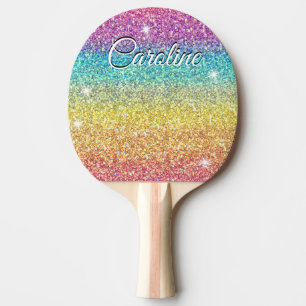 Kleurrijke Ombre Regenboog Glitter Trendy Patroon Tafeltennisbatje
