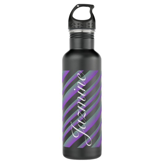 Kleurrijke Ombré Script Naam Strepen Waterfles (Voorkant)