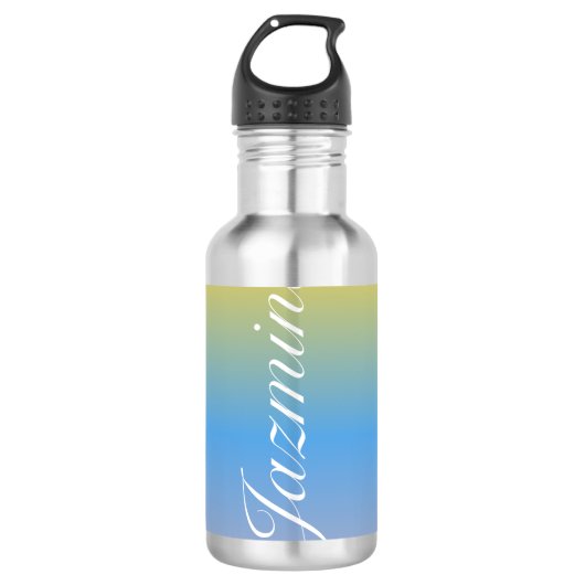Kleurrijke Ombré Script Naam Waterfles (Voorkant)